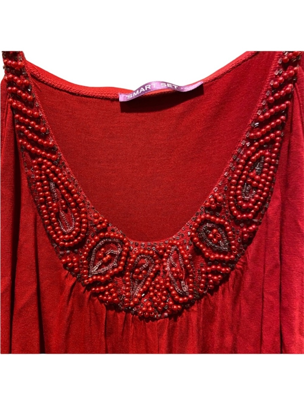 Smart Set Red Beaded Ruffle Camisole - Picture 4 of 6
